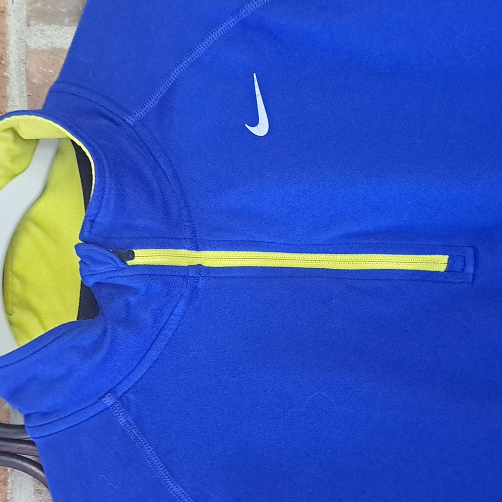 Nike, Blue and Yellow, 1/4 Zip, Dri-Fit Porformance, Long Sleeve, Size L,Shirt - Picture 3 of 8